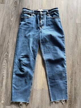 Abercrombie & Fitch Mid-Blue High-Rise Straight Jeans